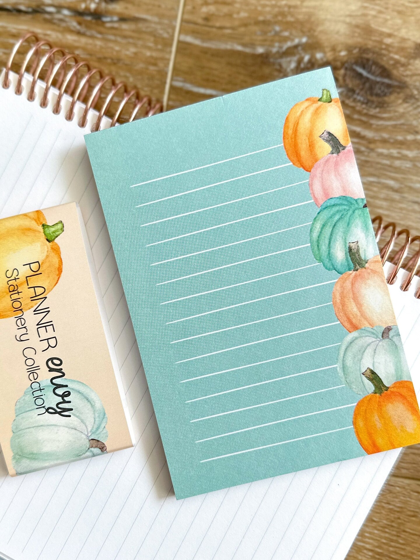 Pumpkins Fall Peach & Teal Notepad - 4x6 Inches (*Notepad Only*) (NPE007)