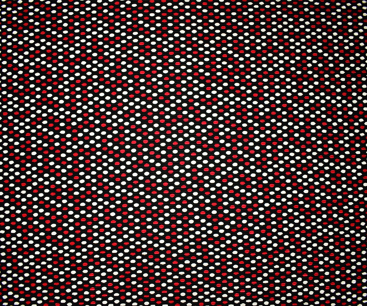 Black-Multi Poly Stretch Spandex Dot Print Pleated Interlock Knit Fabric By the Yard