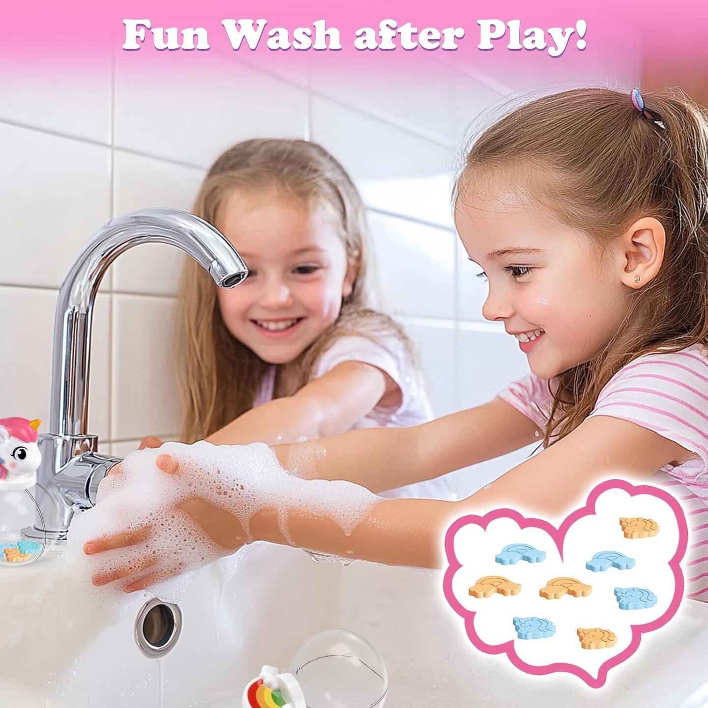 Unicorn &#x26; Rainbow Soap Making Kit - DIY Mini Soap Maker for Kids Ages 3+, Includes 2 Portable Storage Bottles