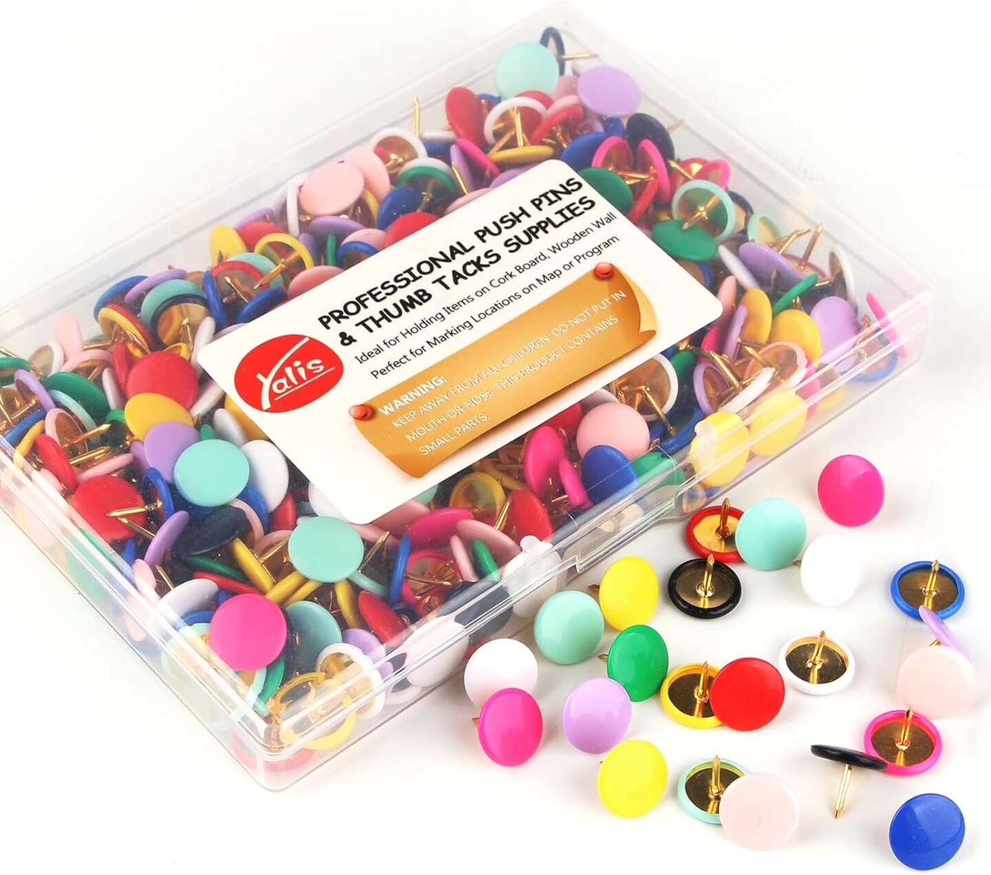 400-Count Colorful Plastic Thumbtacks – Decorative Push Pins for Corkboards.