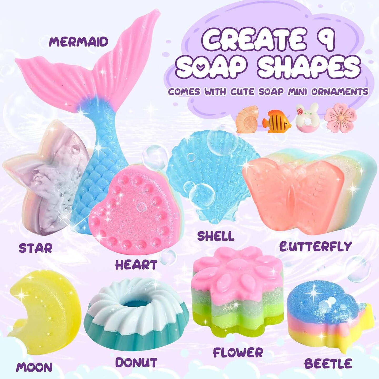 Soap Making Kit for Kids, Make Your Own Soap Kit Soap Making Kit Science Kits for Kids Age 8-12, 9 Soap Mold, Soap Base, Soap Scents Activities Girls Crafts Ages 6-8 4-8 Christmas Gifts for Kids 6 x 4 x 3 inches