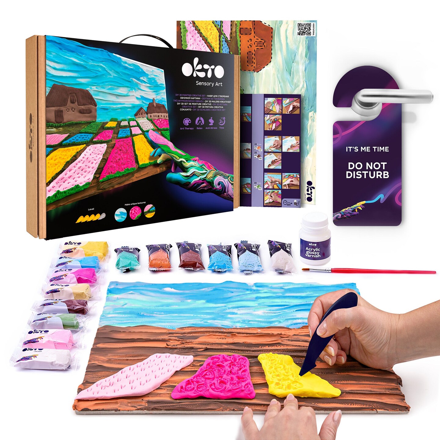 OKTO Sensory Art 3D Painting Kit "Flower Beds in Holland", 11.8" x 15.7"