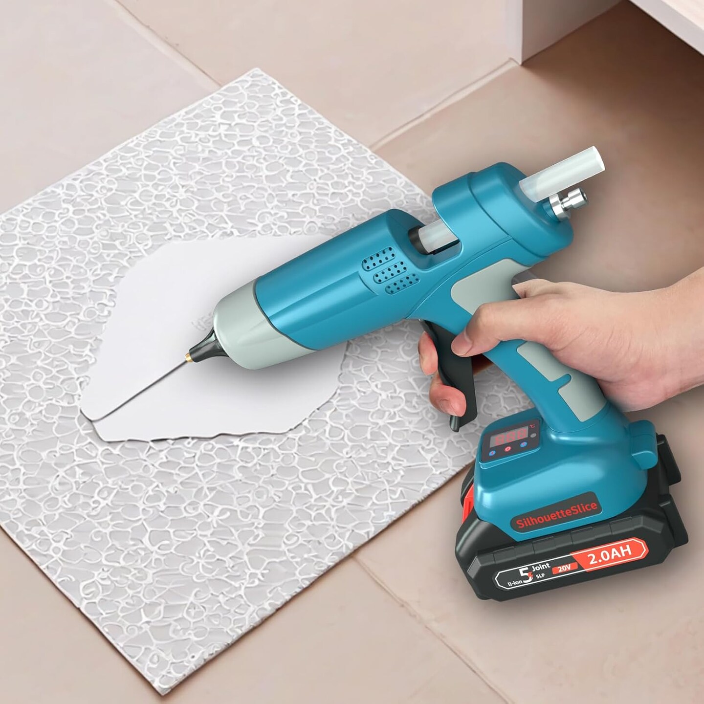 100W Cordless Hot Glue Gun with LED Digital Display and Adjustable Temperature No-Drip Precision Design Tool for DIY Crafts Home Repair Industrial Projects Rapid Heat-Up