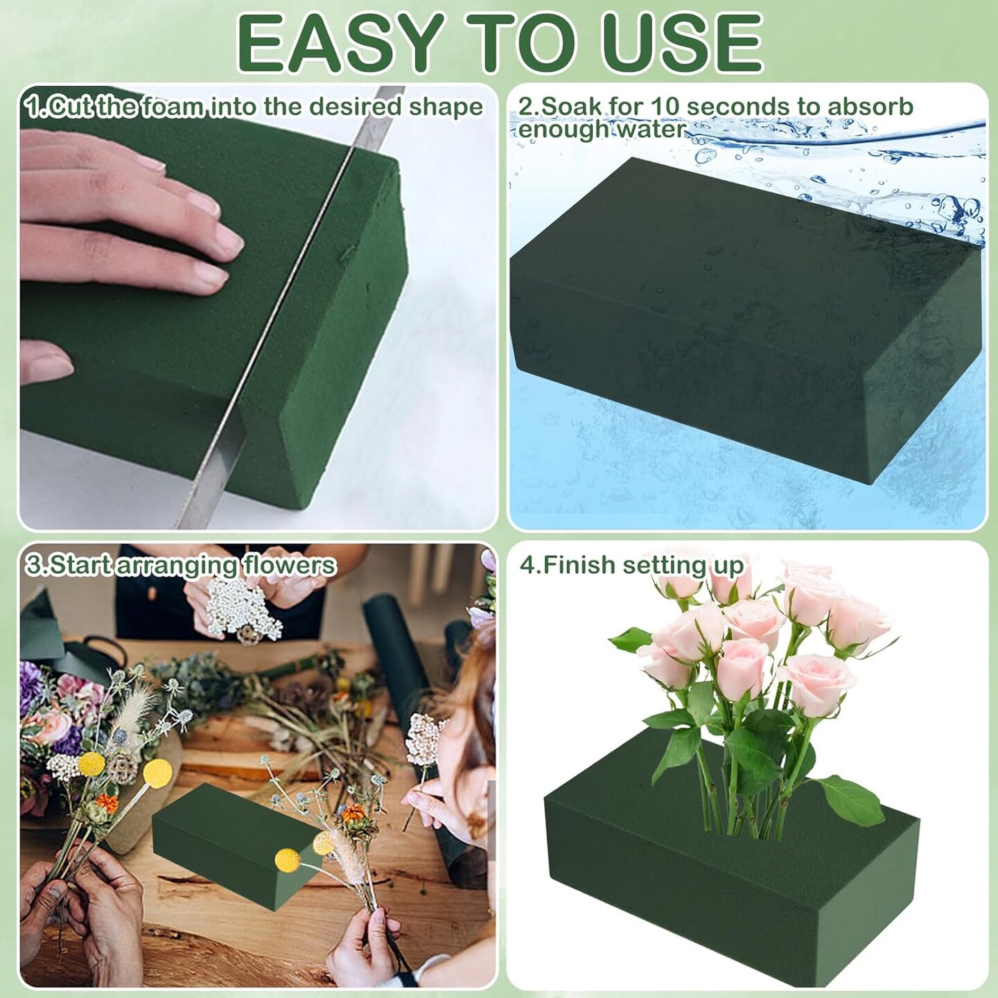 30Pieces Floral Foam Blocks, Green Floral Foam for Flower Arrangements, Flower Foam Blocks Florist Foam Dry Foam Plant Foam Wet Foam for Artificial Flowers, (5.5 X 3.2 X 1.8 Inches)