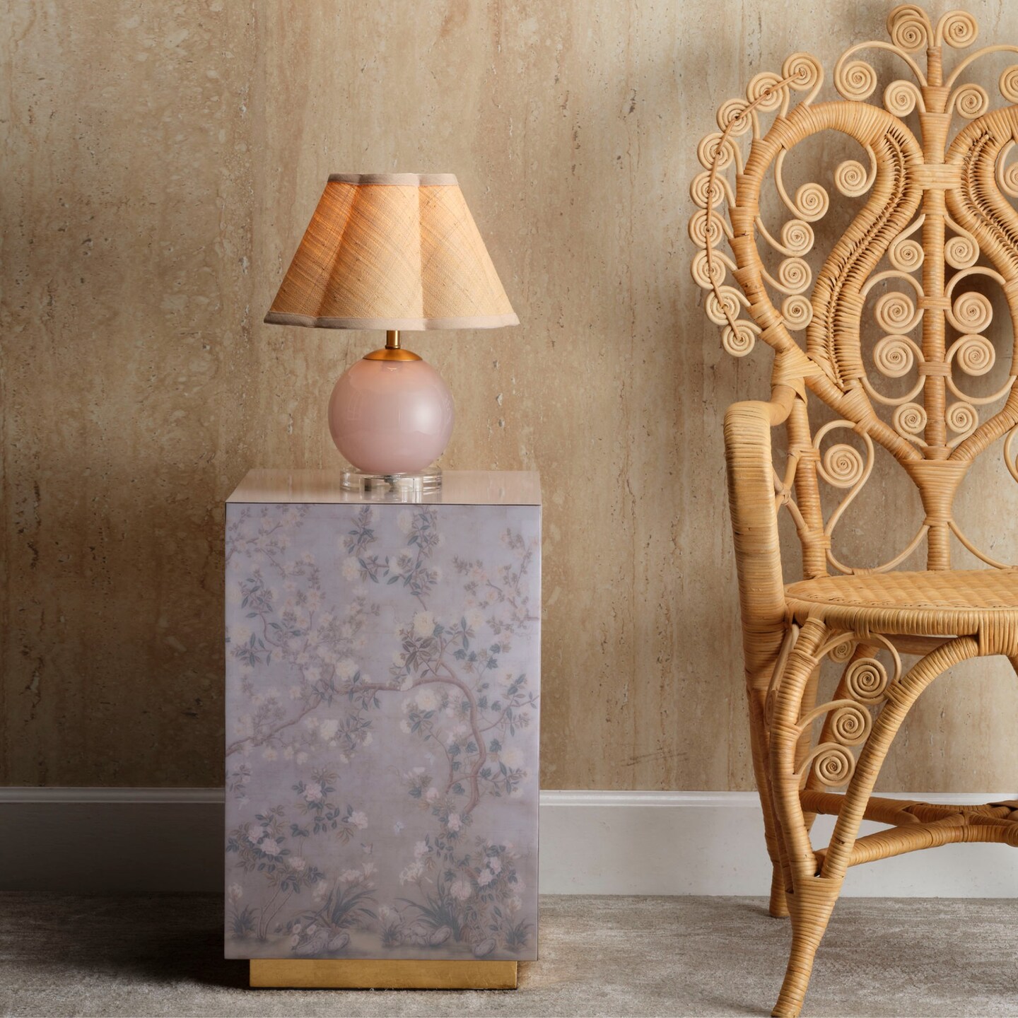 Jamie Young Company Handcrafted Floral Rectangular Side Table - 22" - Purple