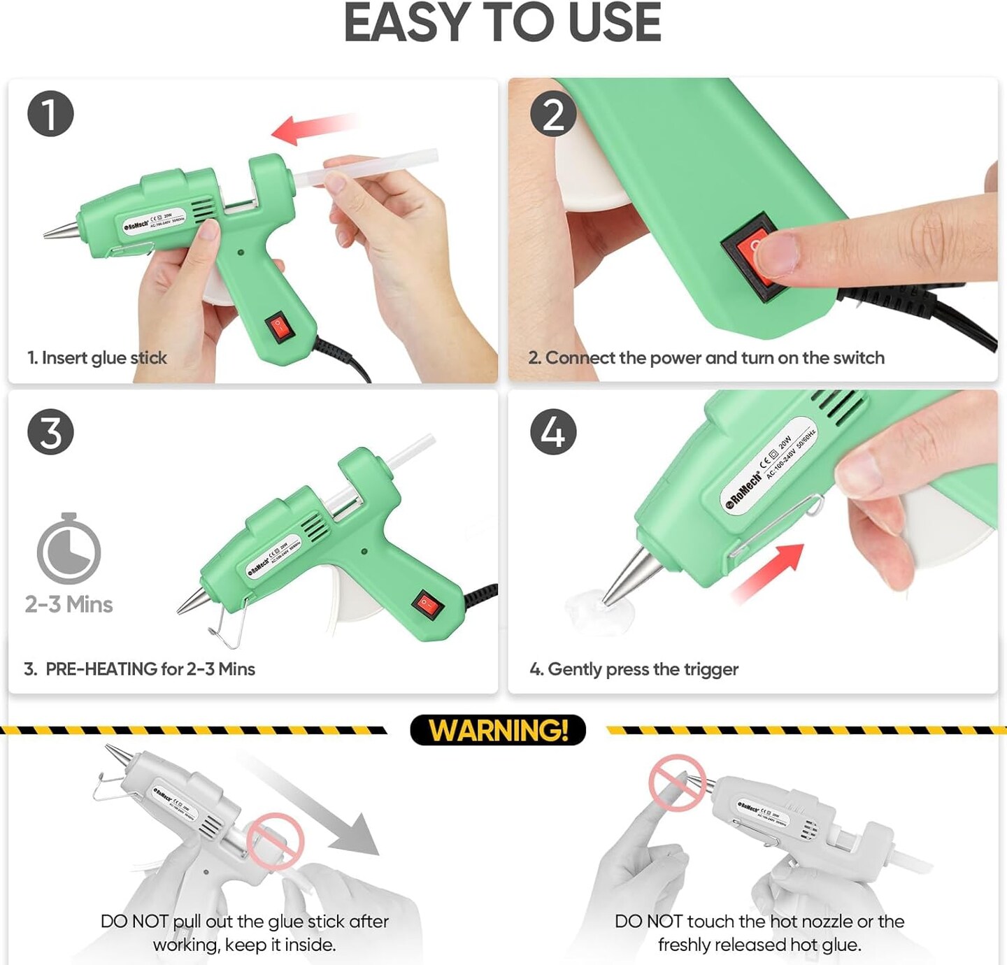 20W Mini Hot Glue Gun with 30 Glue Sticks Set, Fast Preheating 20W Hot Glue Gun Kit Heavy Duty Gluegun for Craft, DIY, Repairs (Green)