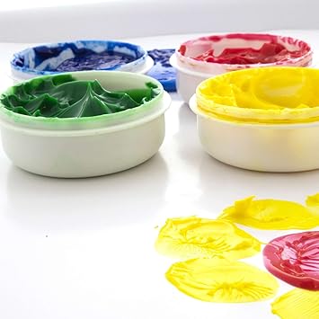Non-Toxic Finger Paint Set for Kids – Round Paint Pots Assorted Colors (4pcs) | Washable Classroom & Toddler Art Supplies Ages 3+