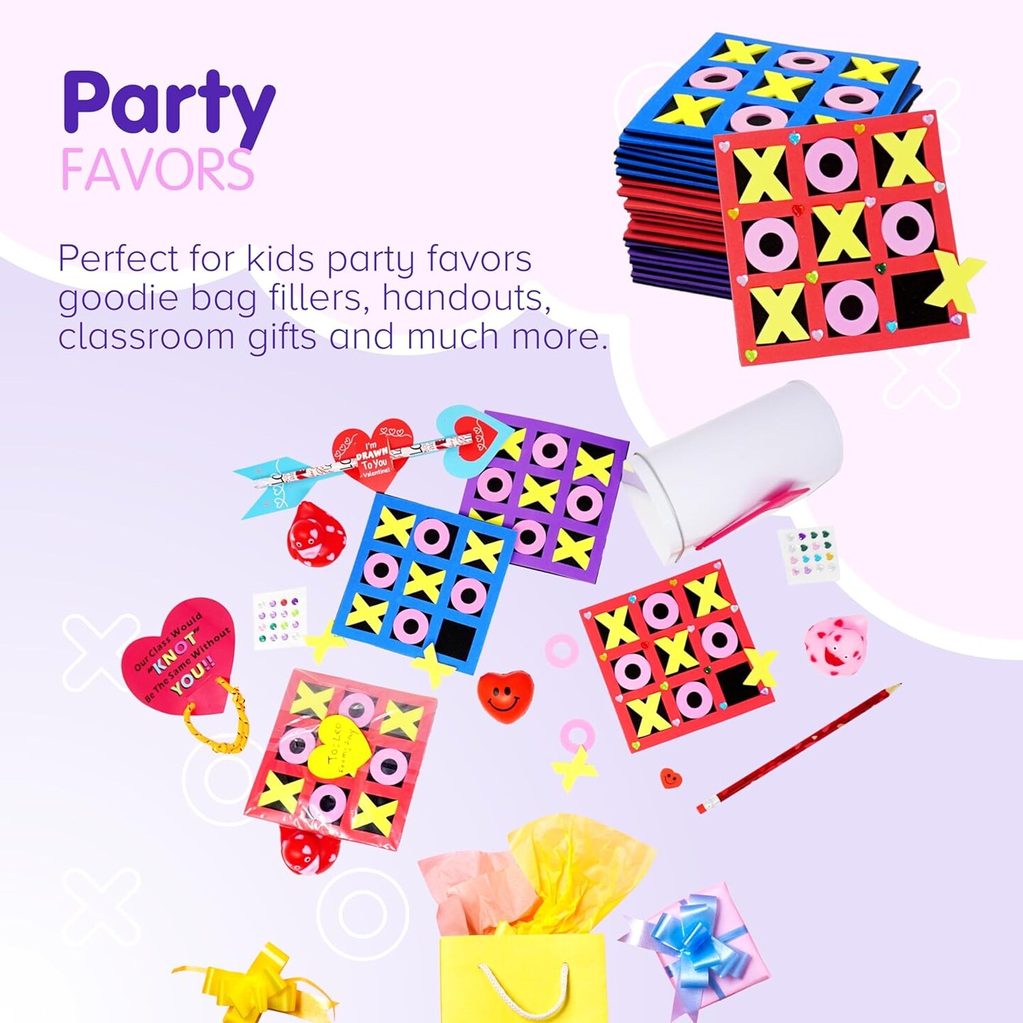 4E&#x27;s Novelty 48 Pack Tic Tac Toe Game Bulk - Valentines Gifts for Kids, Classroom Exchange Toys