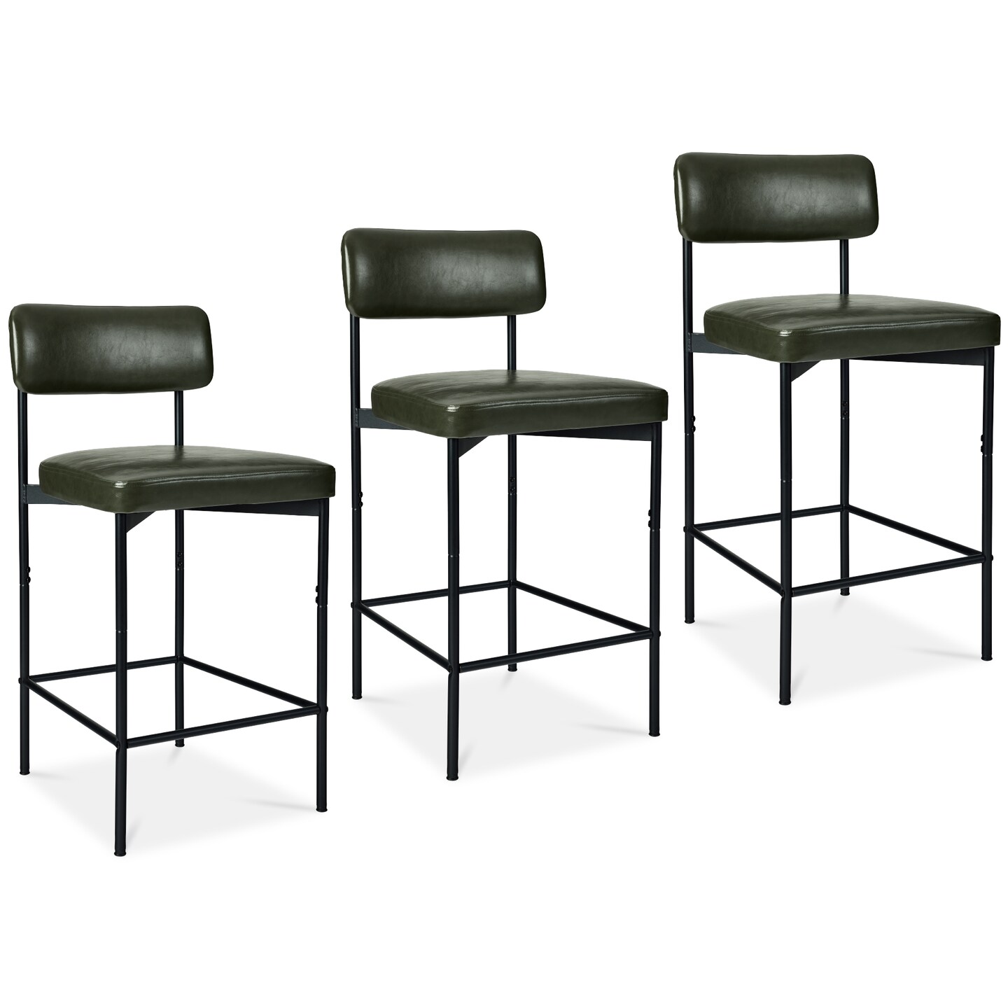 Best Choice Products Set of 3 Faux Leather Counter Stools for Kitchen Island and Dining w/ Metal Frame