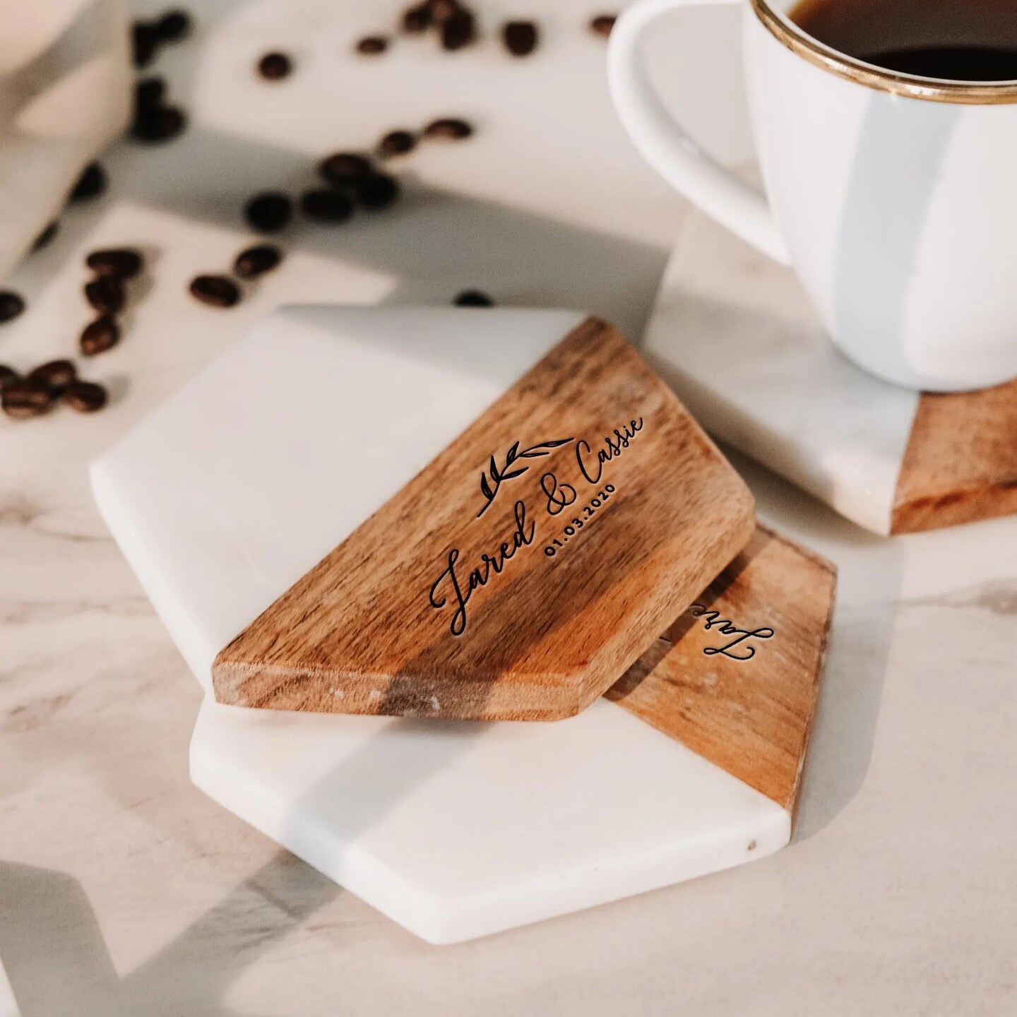 Wedding Gift - Engraved Coaster - Anniversary Gift - Coasters - Housewarming Gift - Gift for Her - Personalized Gift - Engagement Gift