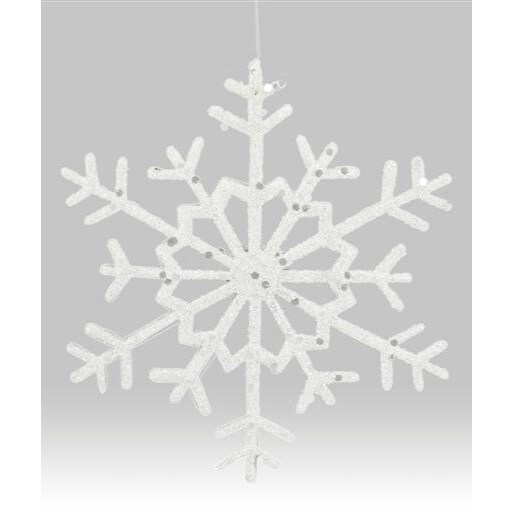 10&#x22; Glitter Snowflake Ornament: White (Asst 2)