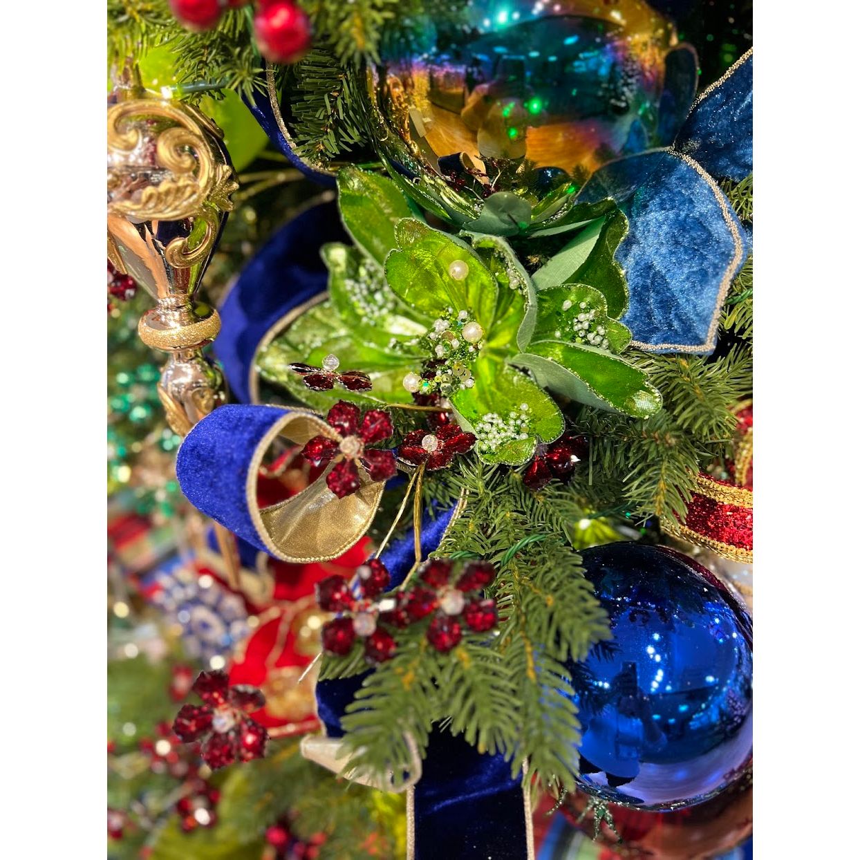 21&#x22; Sequin Magnolia Bloom Spray: Green