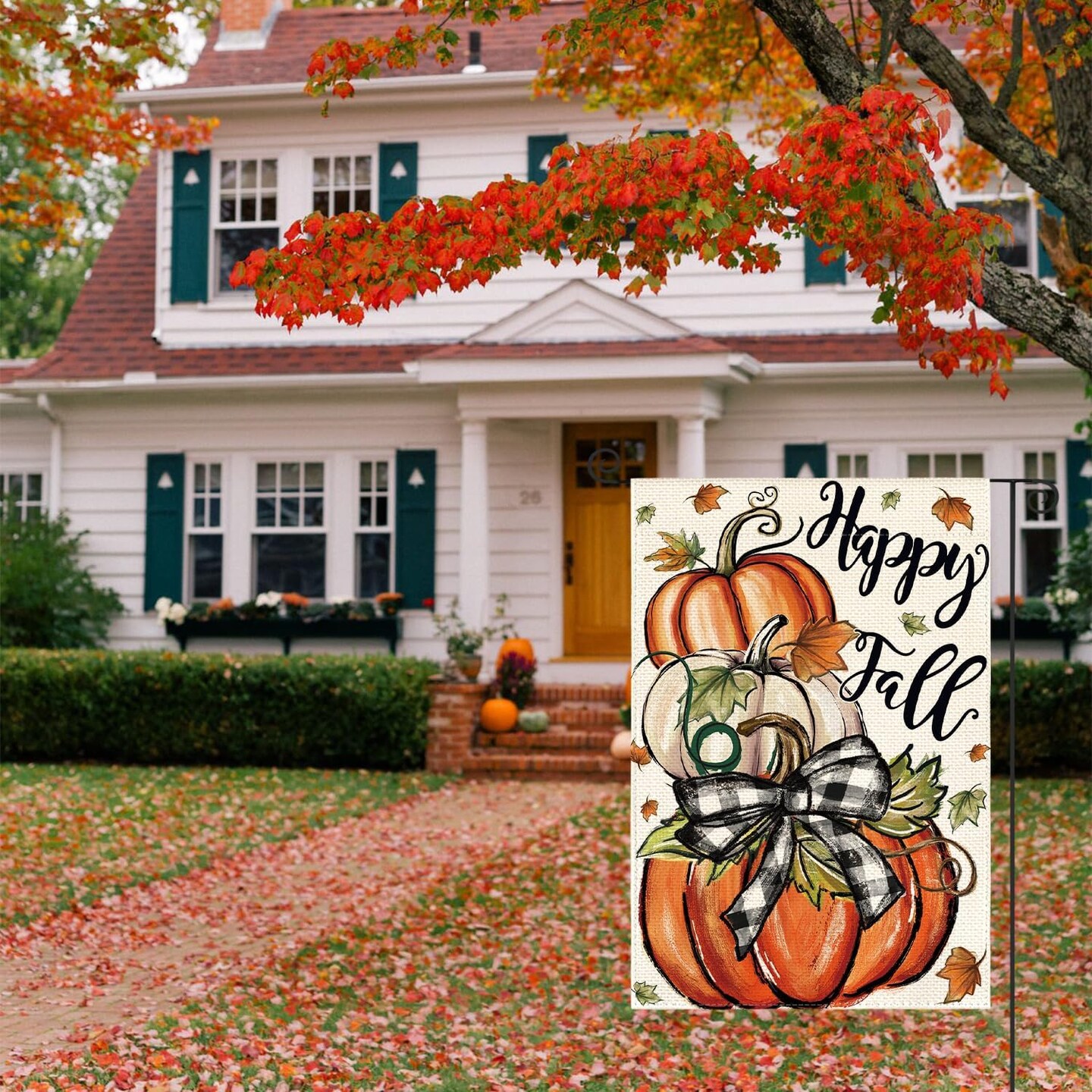 Happy Fall Garden Flag(Orange)