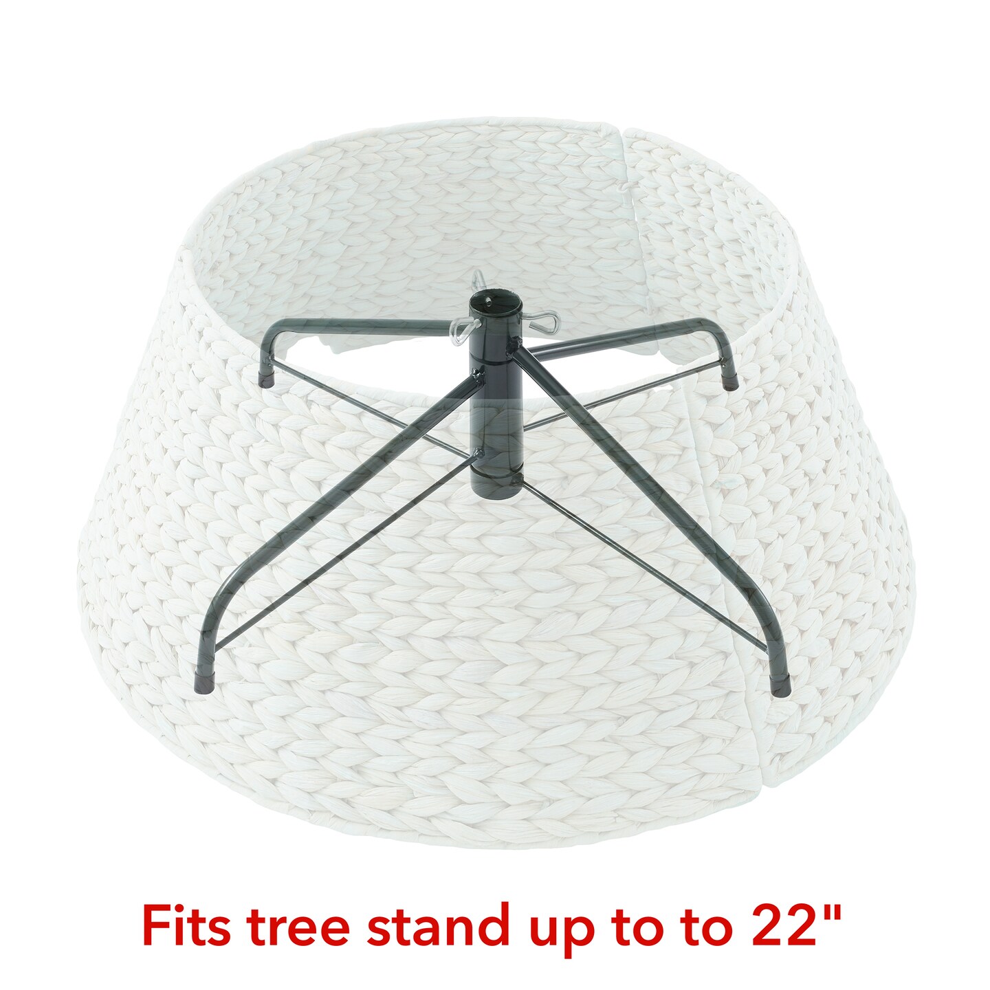 Casafield Christmas Tree Collar, Woven Water Hyacinth Tree Base Cover with Cord Cut Out