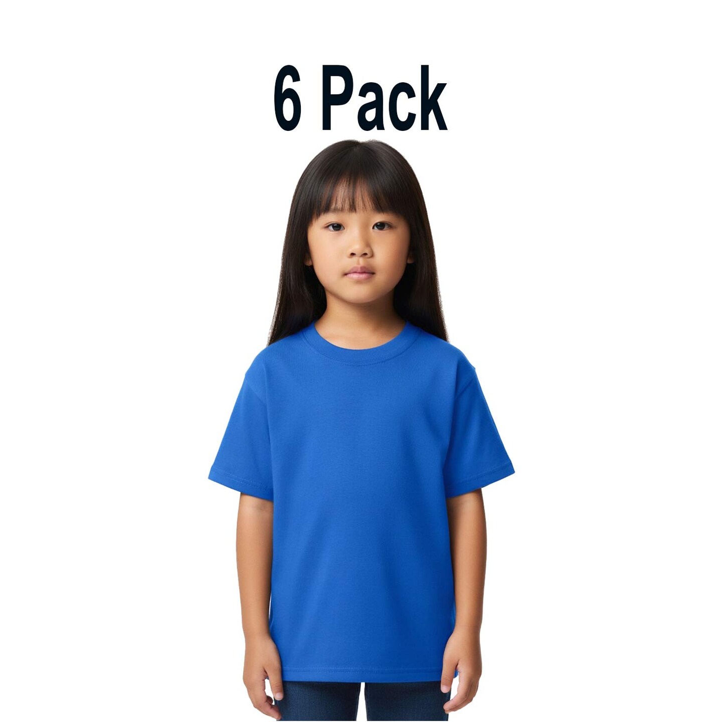 6 Pack Gildan Softstyle Youth Midweight Short Sleeve Crew-Neck T-Shirt for School, Sports & Everyday Wear Kids Tee