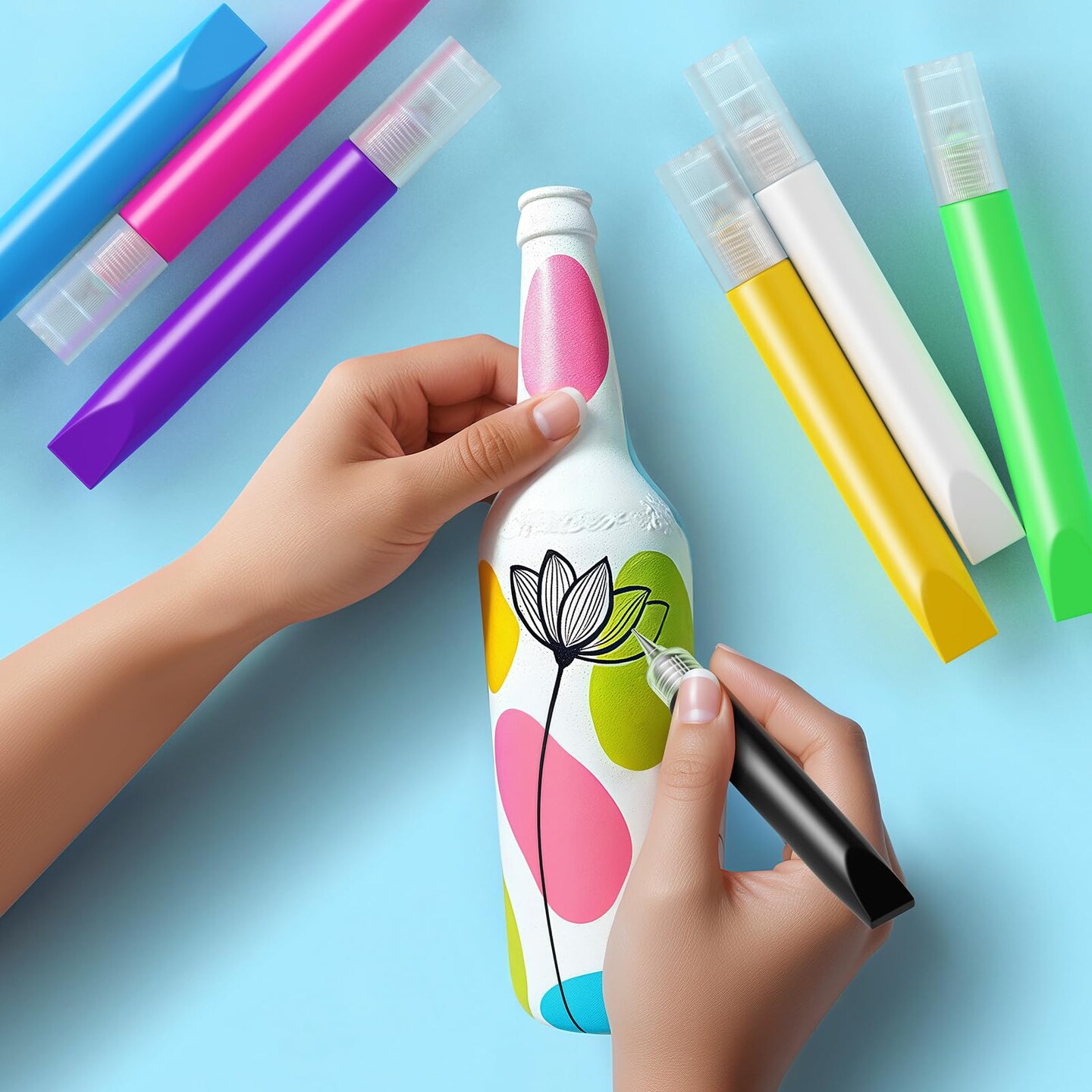 48 Pcs Suncatcher Paint Pens Stained Glass Paint Pigment Window Art Pens Suncatcher Paint Crafts Sets (10ML Each,24 Colors)