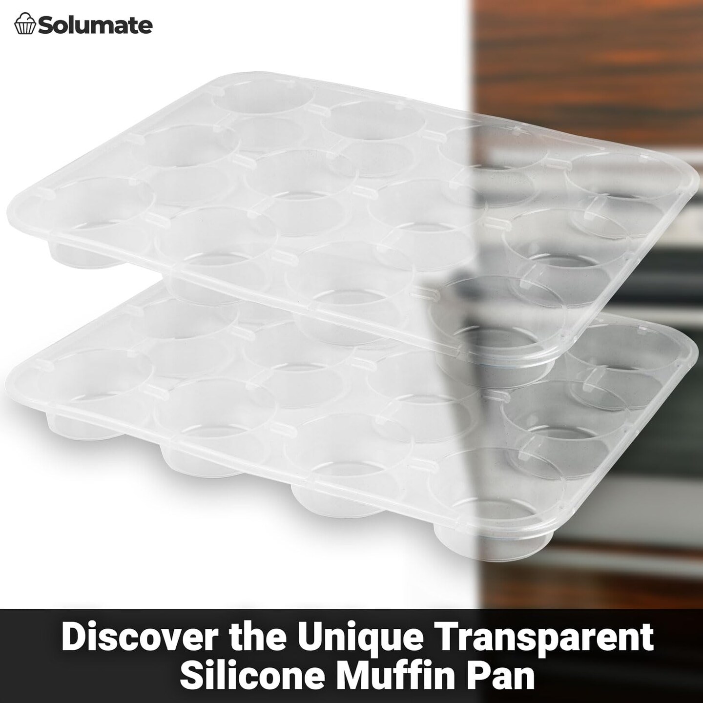 Silicone Muffin Pan, Transparent 12 Cups Muffin Pans for Baking, Non Stick, Silicone Cupcake Pan - Regular Size Muffin Tin (2 Pack)