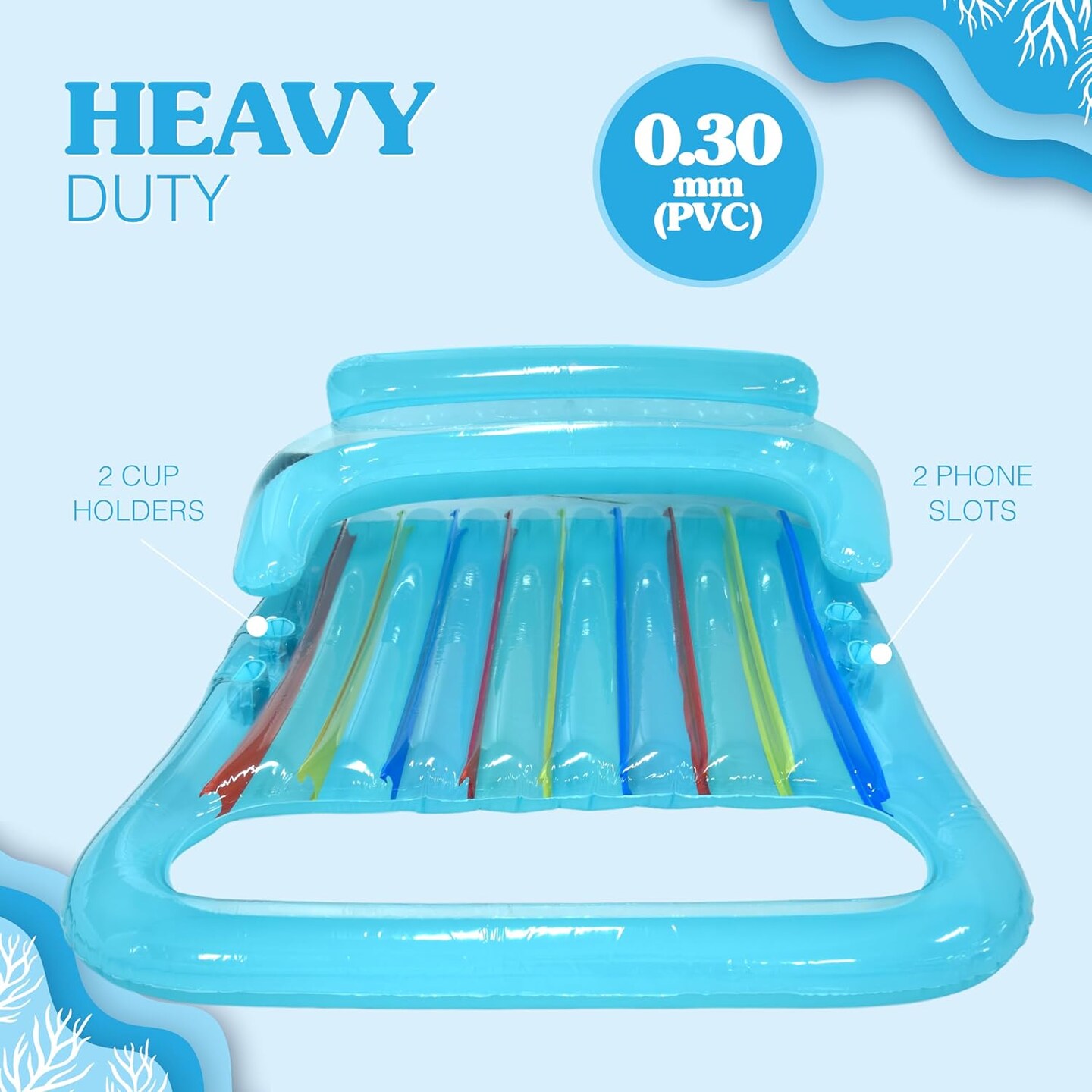 4E&#x27;s Novelty 2 Person Pool Lounger with Cup Holder - Inflatable Floats for Adults for Summer Party Favors