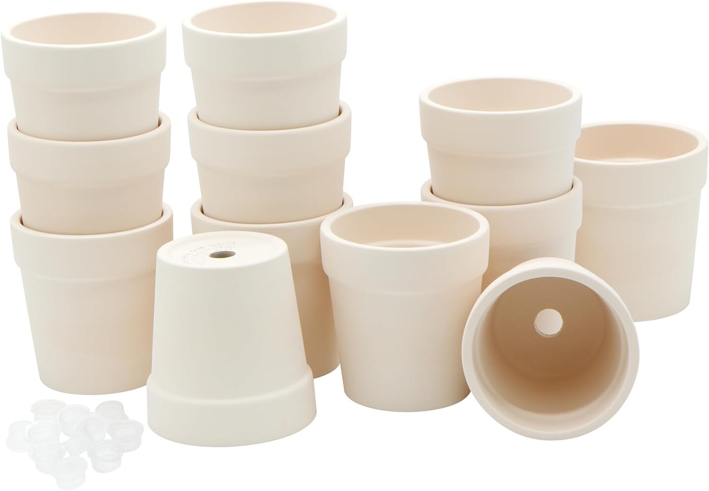 4E&#x27;s Novelty 12 Pack Ceramic Flower Pots with Drainage Holes - DIY Craft Paintable Flower Pots for Kids