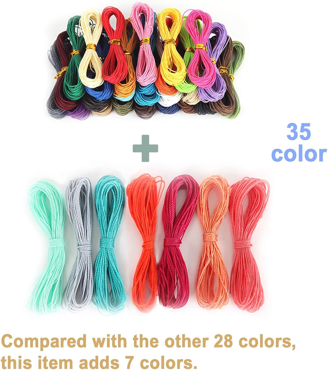 Waxed String 35 Colors 1mm 382 Yard | Waxed Polyester Cord Wax Cotton Cord Waxed Thread for DIY Bracelets Necklace Jewelry Making Friendship Bracelet 1