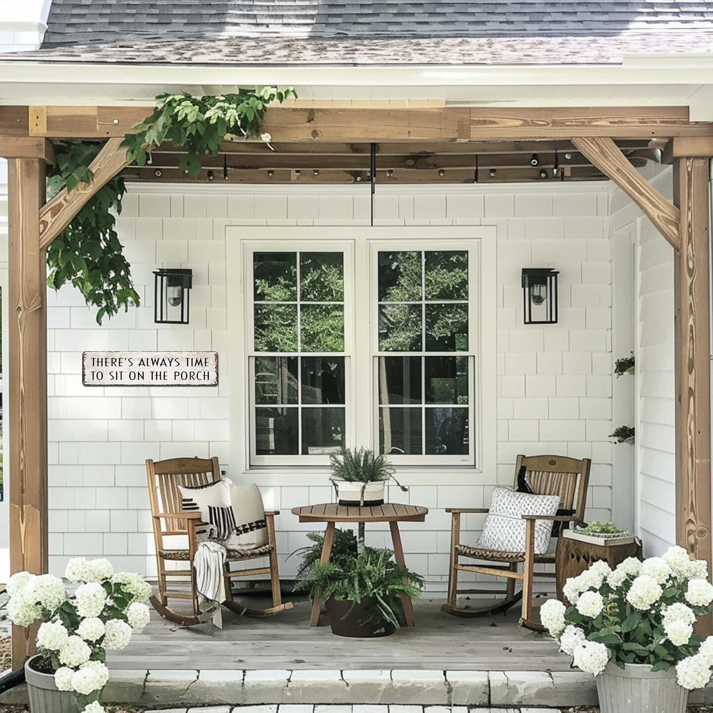 Funny Porch Sign Farmhouse Outdoor Wall Decor There&#x27;s Always Time To Sit On The Porch Sign Vintage Welcome Metal Tin Signs for Front Porch Decor 4x16 Inch