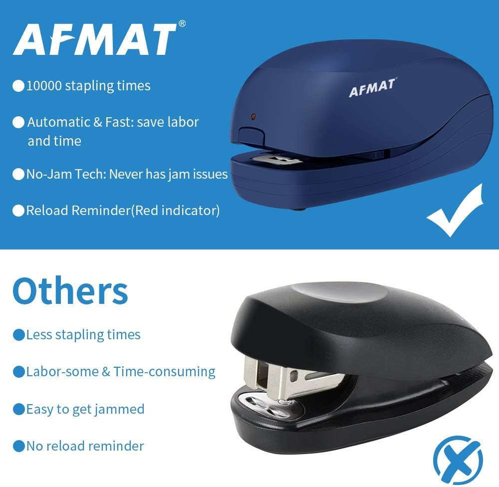 Electric Stapler, Automatic Stapler for Desk, Electric Stapler Desktop, AC or Battery Powered Stapler Heavy Duty, with Reload Reminder &#x26; Release Button, 25 Sheets Capacity, Blue