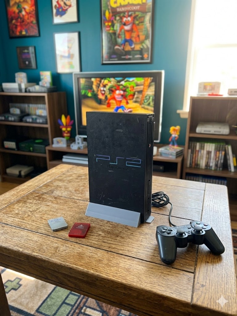 Ps2 Game Rack Sony PlayStation 2 PS2 Fat Vertical Stand Console Holder Satin Silver ...