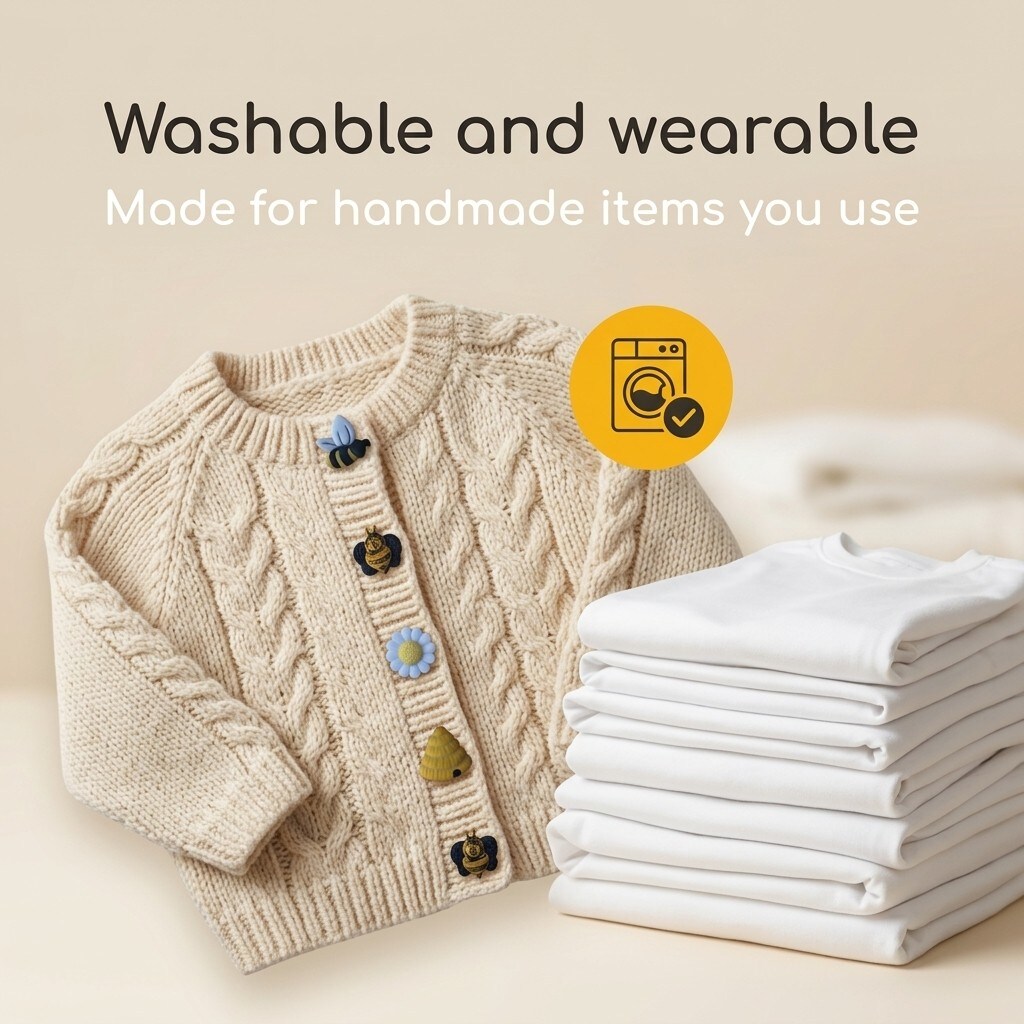 Bee-Themed Novelty Buttons – 50-Piece Assortment for Sewing, Scrapbooking & DIY Crafts – Bumblebees, Bee Hives & Flowers