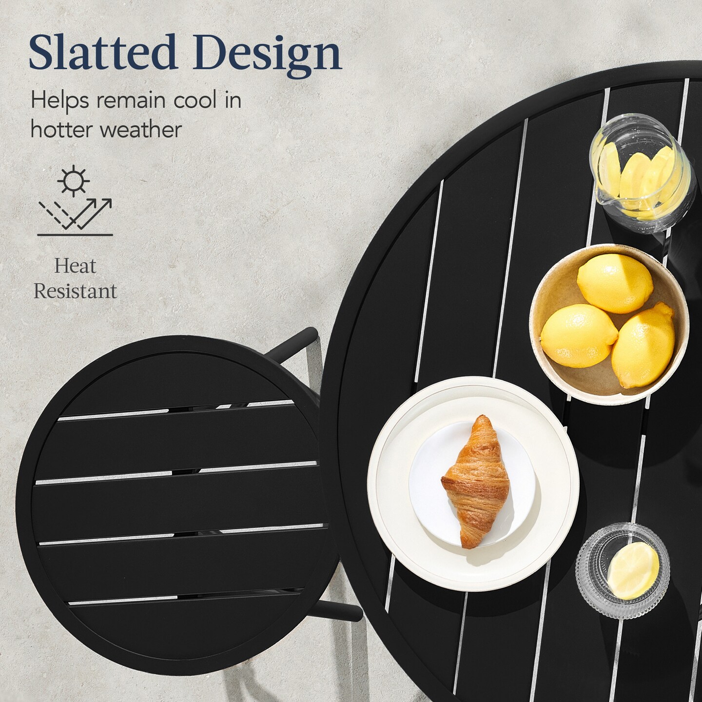 Best Choice Products 3-Piece Steel Patio Bar Height Round Bistro Set w/ Backless Stools, Slatted Design