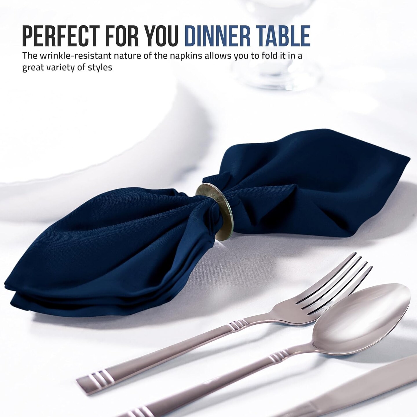 Navy Blue Cloth Napkins (12 Pack, 20x20 Inches), Ideal Dinner Napkins for Party, Wedding and Lunch/Dinner