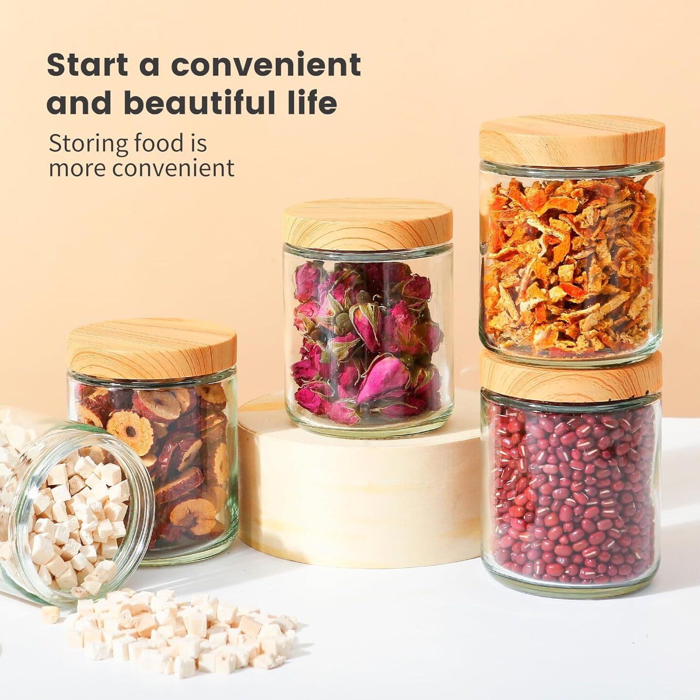 12 Pack 8oz Thick Glass Jars with Lids, Clear Round Containers Empty Food Storage Containers for Food Storage, Canning, Spices.