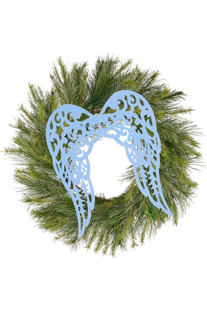 17&#x22; Metal Filigree Angel Wings: Light Blue