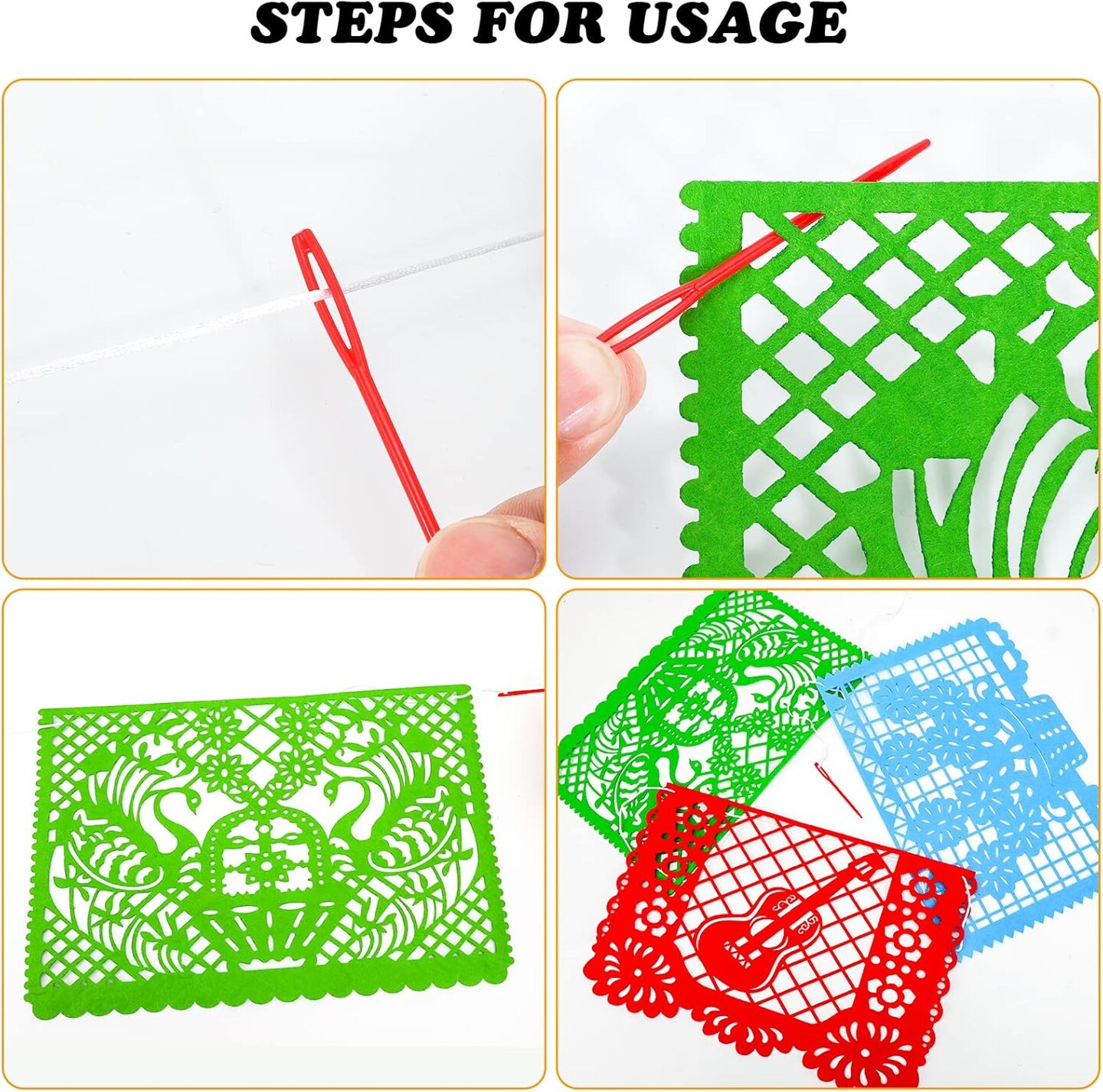 4pcs Mexican Fiesta Party Felt Banner(11.8 * 7.9 inch) Cinco de Mayo Fiesta Banner Dia De Los Muertos Day of The Dead Fiesta Papel Picado Hanging Banner Party Decorations 4 Different Designs