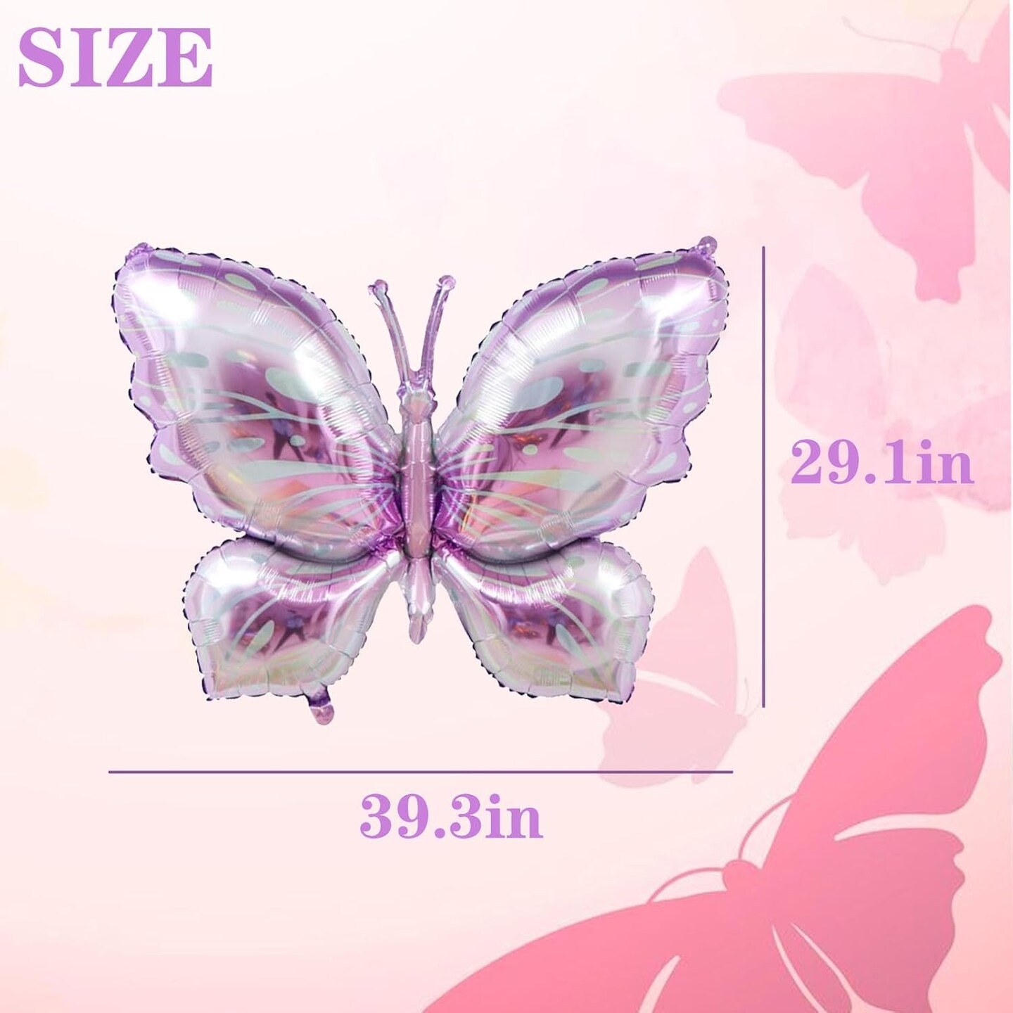 Purple Butterfly Foil Balloons 4 Pcs - Themed Birthday Party Supplies for Baby Shower, Wedding Decoration