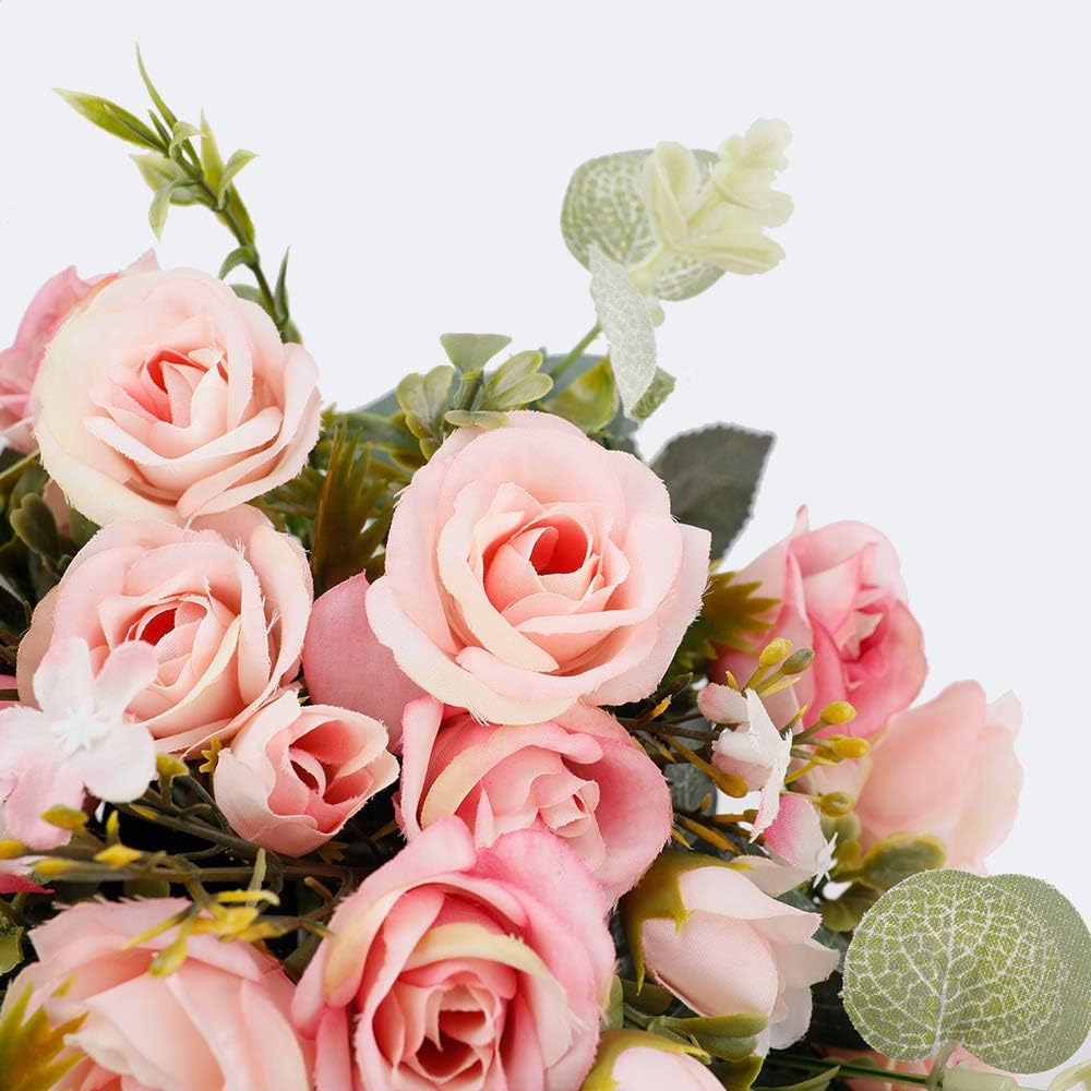 Elegant Artificial Silk Rose Bouquet with Vase &#x2013; Perfect for Home, Office &#x26; Event D&#xE9;cor
