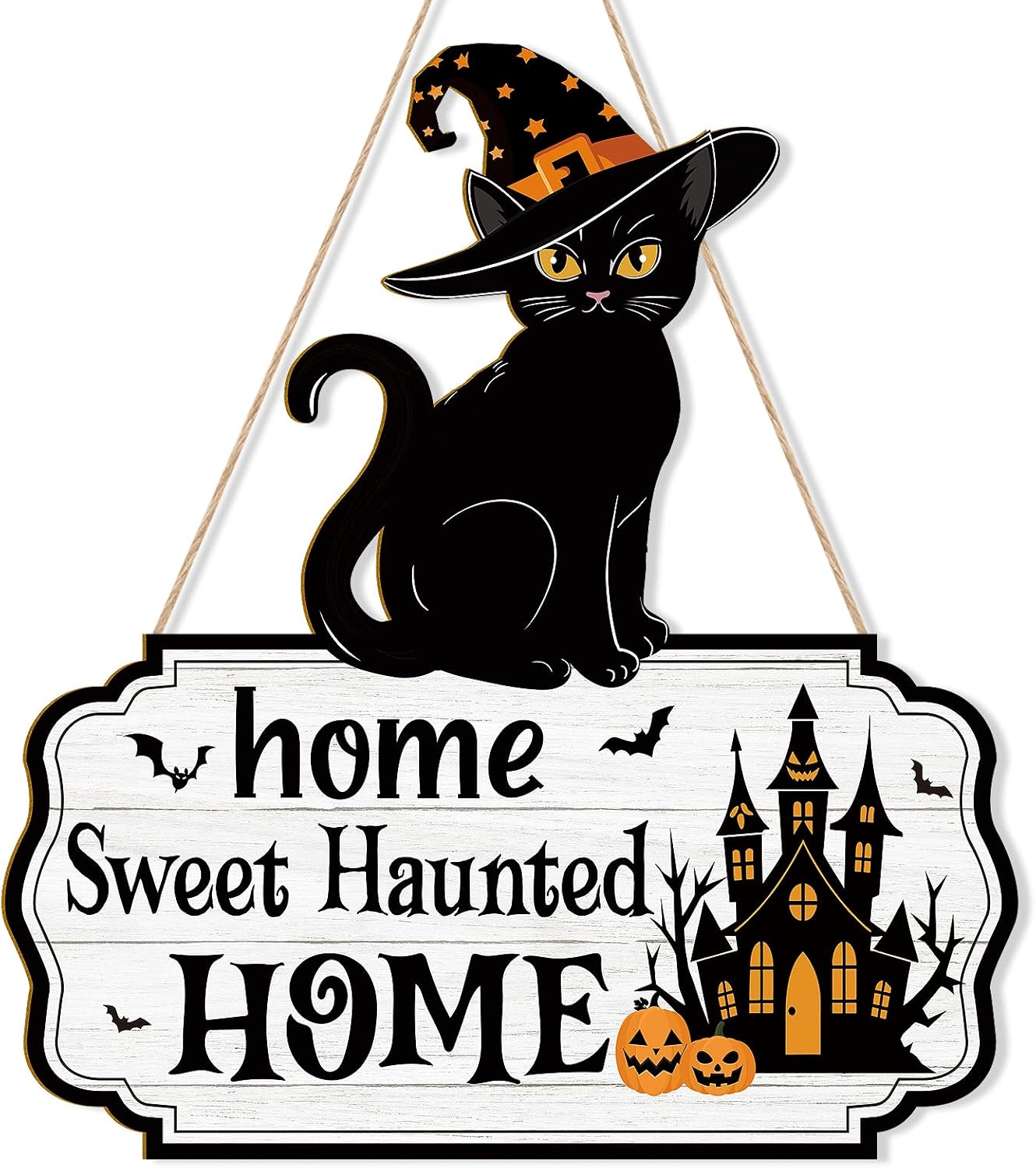 Halloween Decoration Wooden Black Cat (Black)