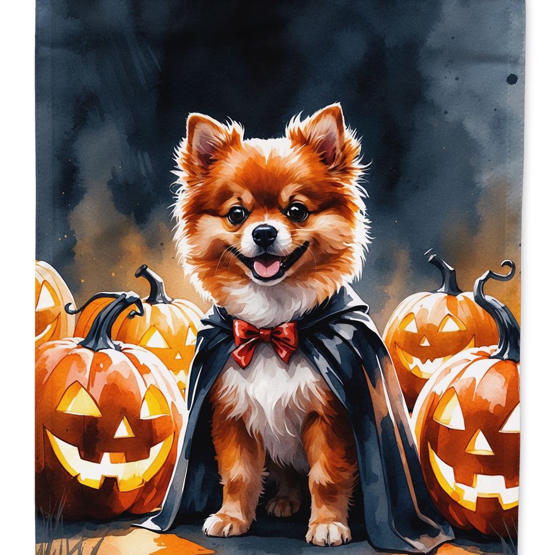 Edge Collections - 11.25&#x22; x 15.5&#x22; - Multicolor - Pomeranian Puppy Halloween Garden - 1 Piece