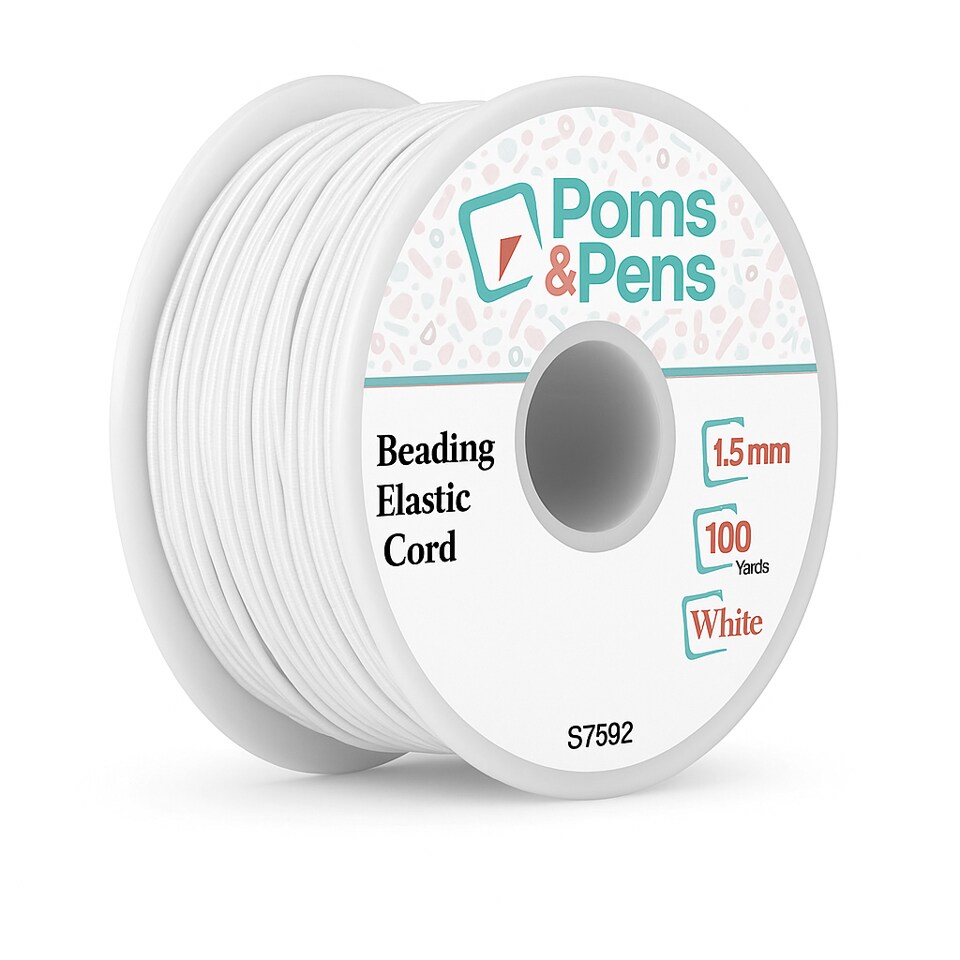 Beading Elastic String, 1.5 mm, 100 Yards, White – Stretchy Elastic Cord for Bracelets, Necklaces & DIY Beading