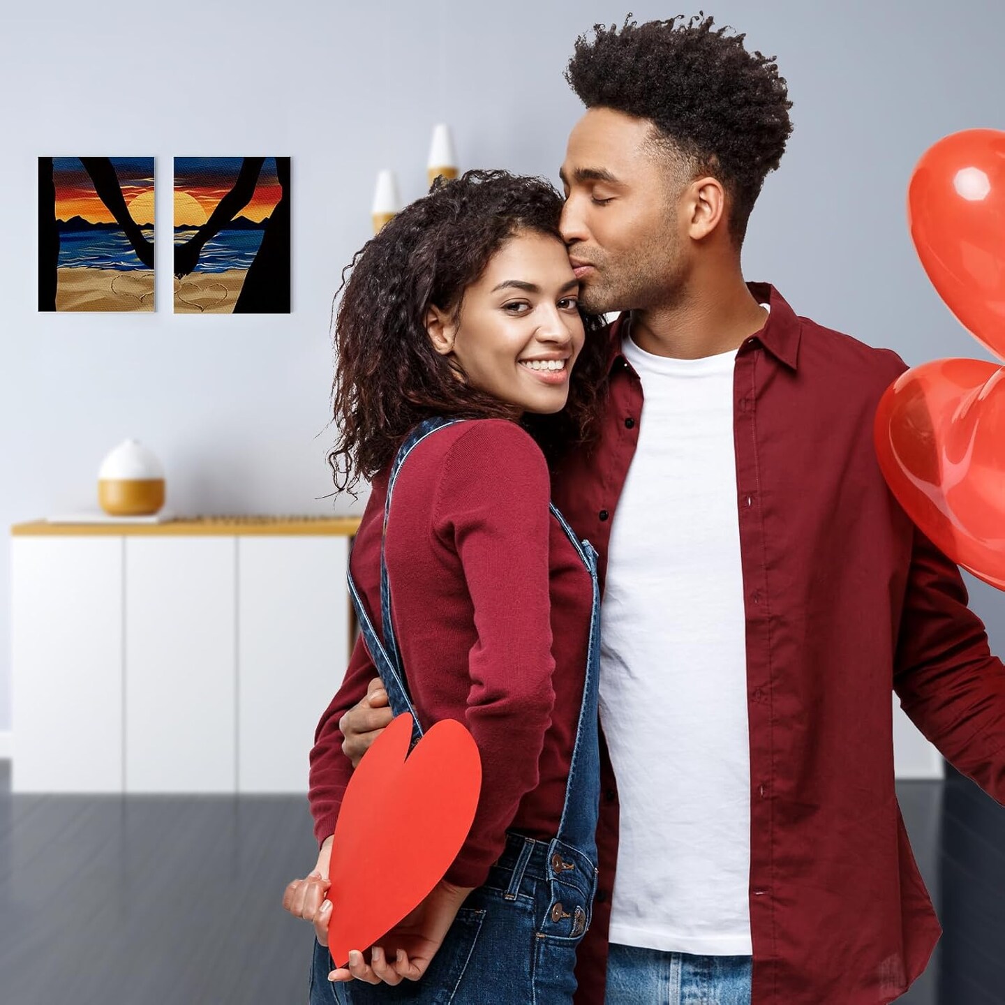 2 Pack Sip and Paint Kit Valentines Couple Painting Kit (white) 8 x 10 x 0.5 inches