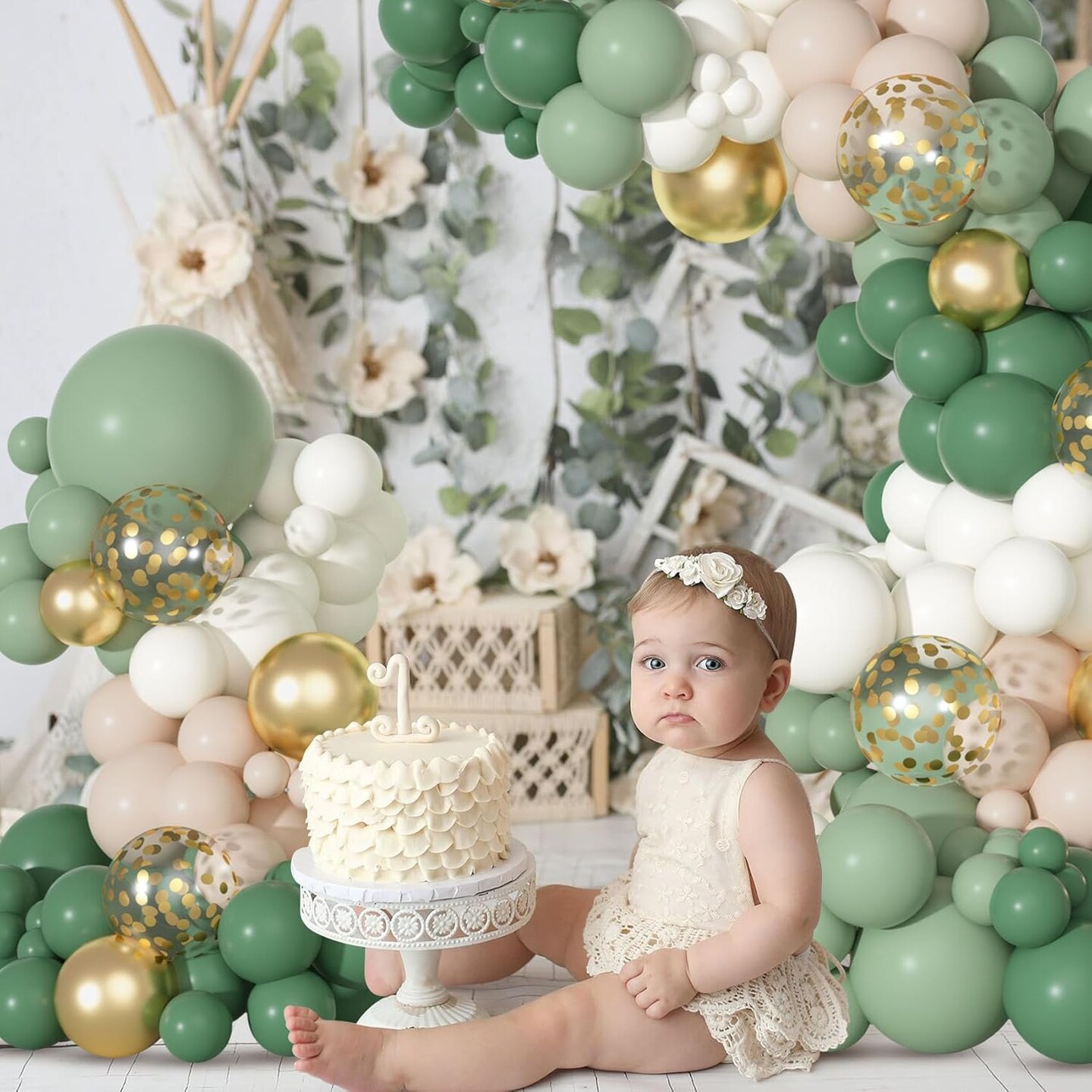 Green Gold Sand White Olive Latex Metallic Confetti Balloon(Green)