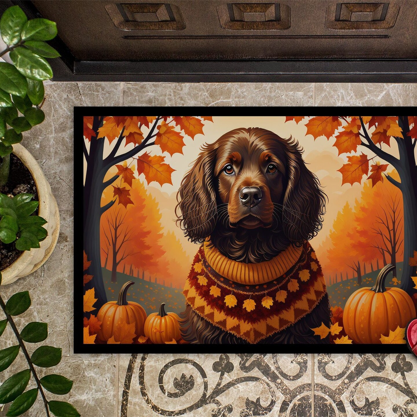 Edge Collections - 24" x 36" - Multicolor - Boykin Spaniel Doormat Non Slip Washable Indoor Outdoor Rug - 1 Piece