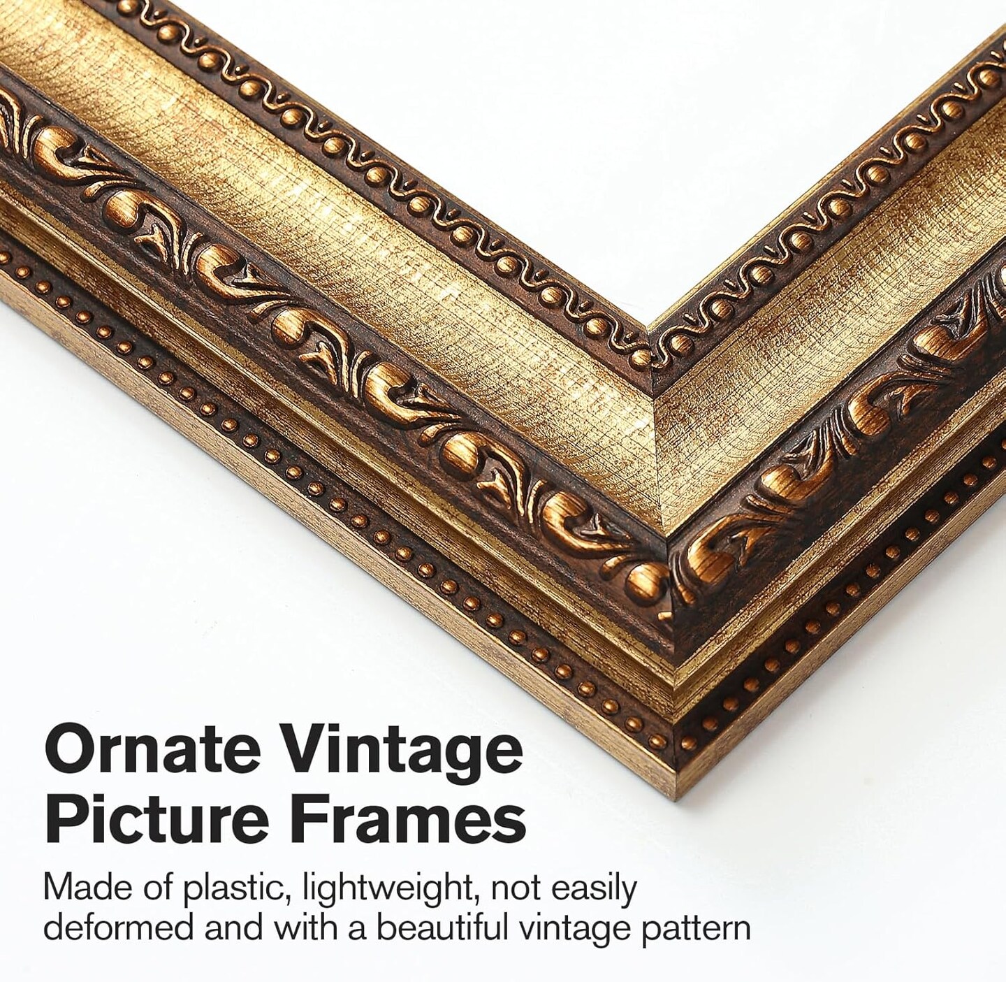 5x7 Gold Picture Frame, Ornate Vintage Picture Frames for Wall or Tabletop Display(golden)5"L x 7"W