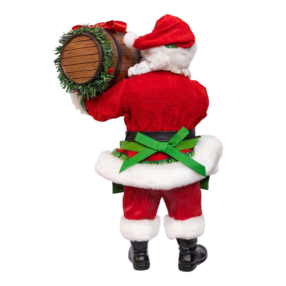 Kurt Adler 10.5-Inch Fabrich&#xE9; Beer Santa with Barrel