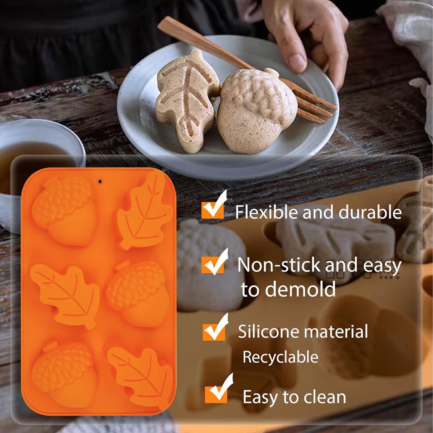 3 Pack Acorn Leaf Silicone Chocolate Molds(mold)