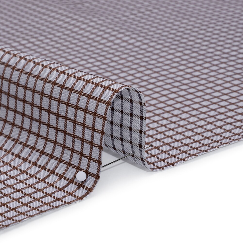 1 Yard Cotton Twill Shirting Made in Italy Pale Lavender and Brown Little Windowpane Check Deadstock