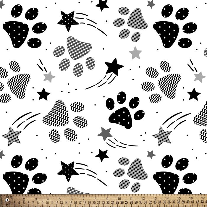 Pets Paw Prints Designs Anti-Pill Premium Fleece Fabric | By The Yard