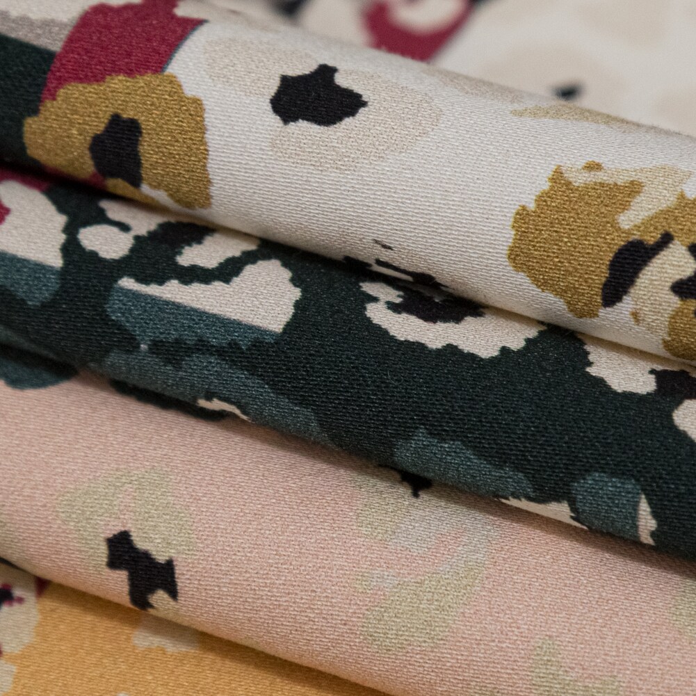 1 Yard Pink and Black Spotted Patchwork Cotton Sateen Stretch Fabric