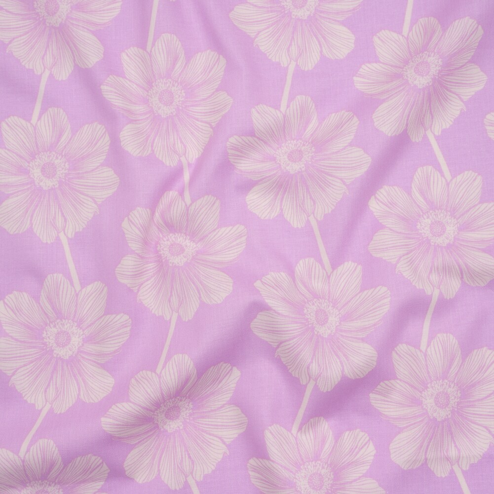 1 Yard Lilac Anemone Floral Printed Quilting Cotton Indelible Collection Fabric