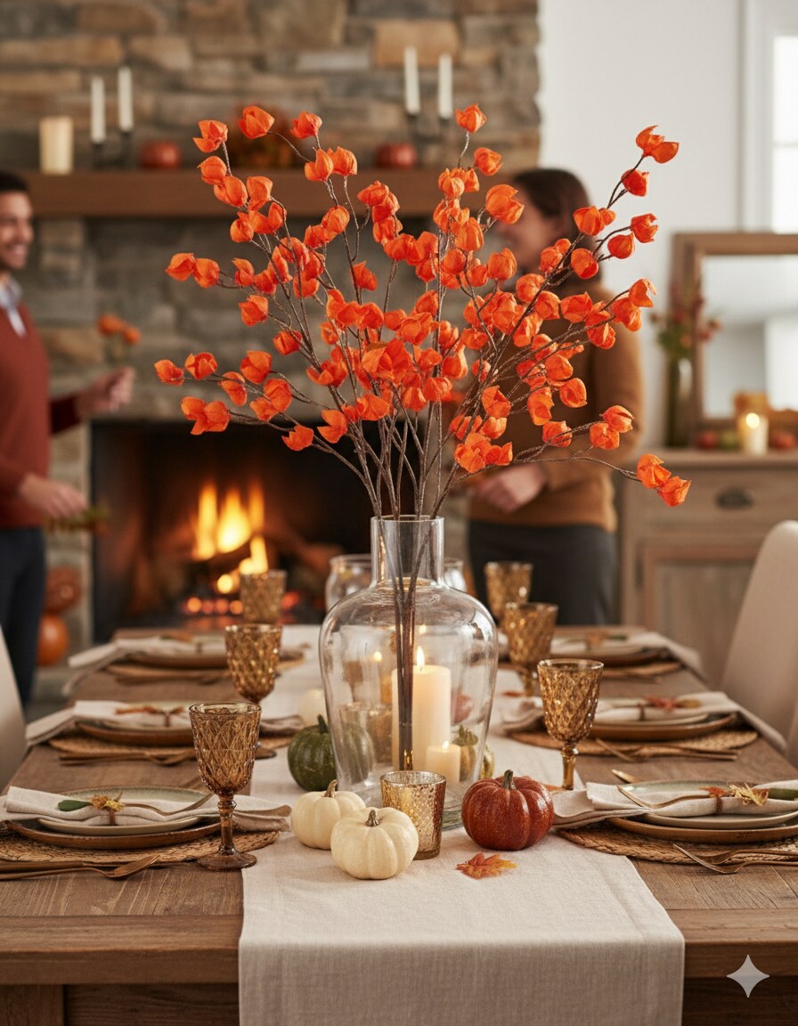 3 Pack 38-Inch Artificial Lantern Spray – Decorative Floral Pick for Crafts & Arrangements,