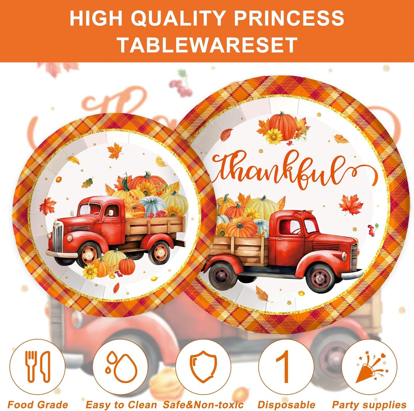132Pcs Thanksgiving Party Plates(9 x 9 x 1 inches)